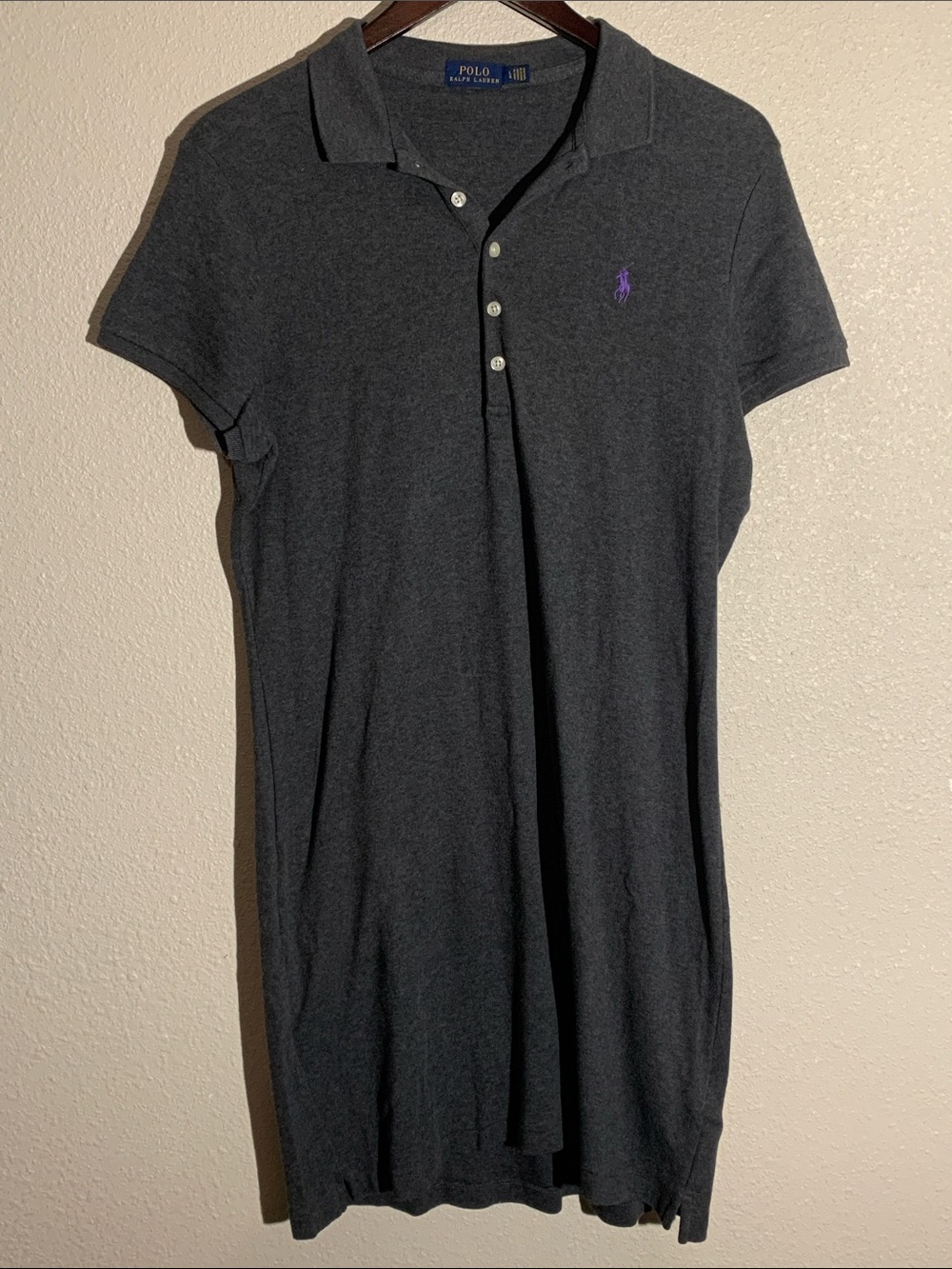 Polo by Ralph Lauren Dark Gray Midi Polo Dress with Purple Logo